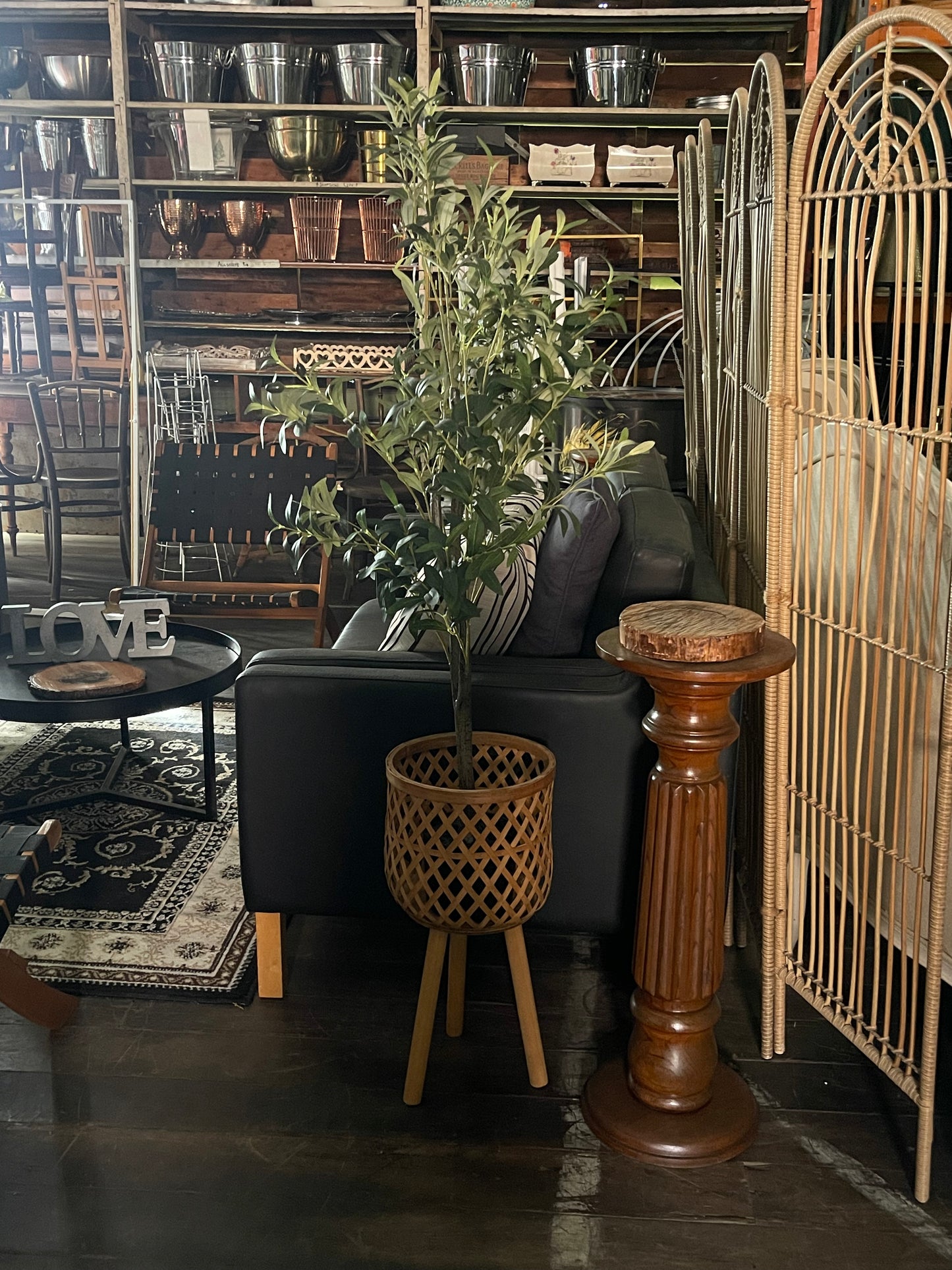 Cane Tripod Plant Stand Rockhampton Vintage Hire