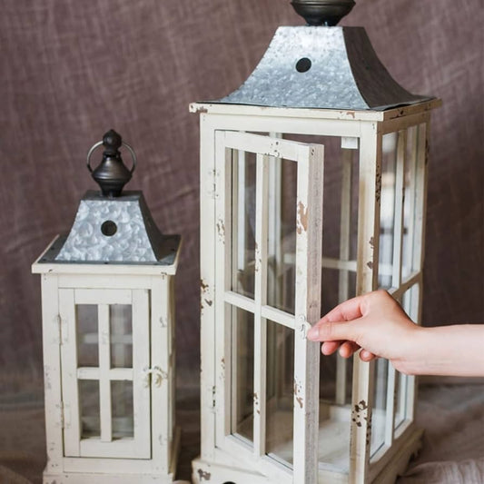 Lanterns - Vintage White Set 2 Wedding & Event Hire Rockhampton Vintage Hire