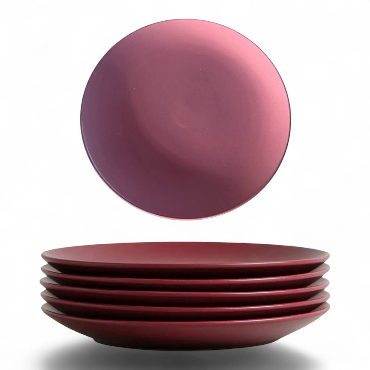 Entree, side, cake plates in an on trend colour Matte Claret Rockhampton Vintage Hire