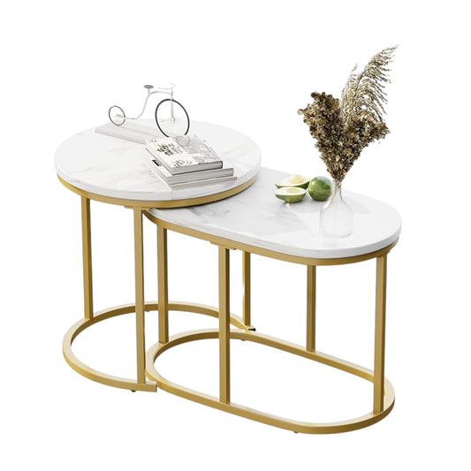 Nesting Coffee Table Set Faux Marble 2pc | 2 Sets Available