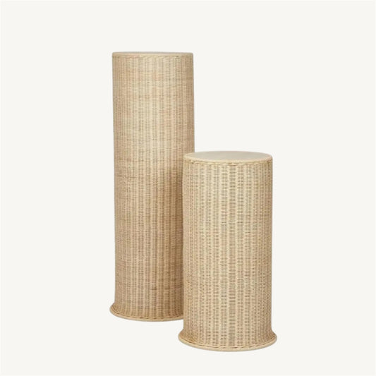 Plinths Rattan & Wicker - Round Natural  Rockhampton Vintage Hire 