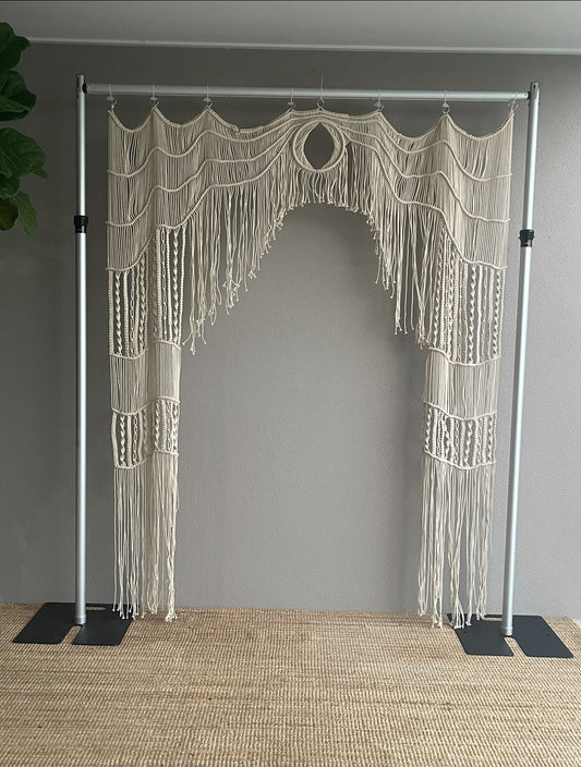 RVH Macrame Hanging Backdrop - Cream Rockhampton Vintage Hire