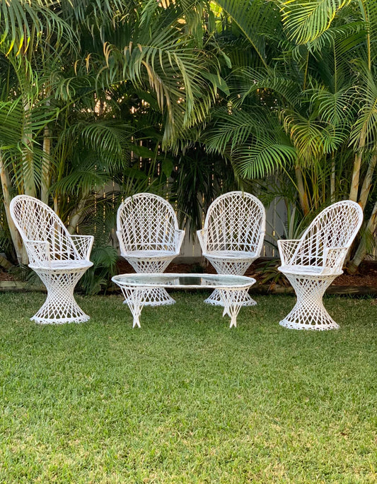 Vintage Russel Woodard white garden setting Rockhampton Vintage Hire