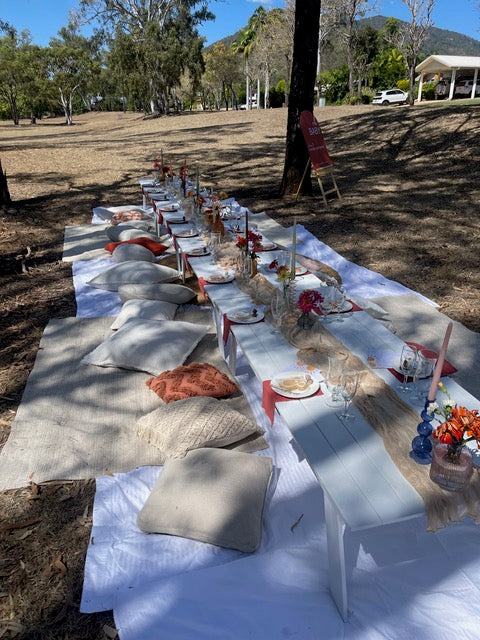 Low rise picnic tables Rockhampton Vintage Hire