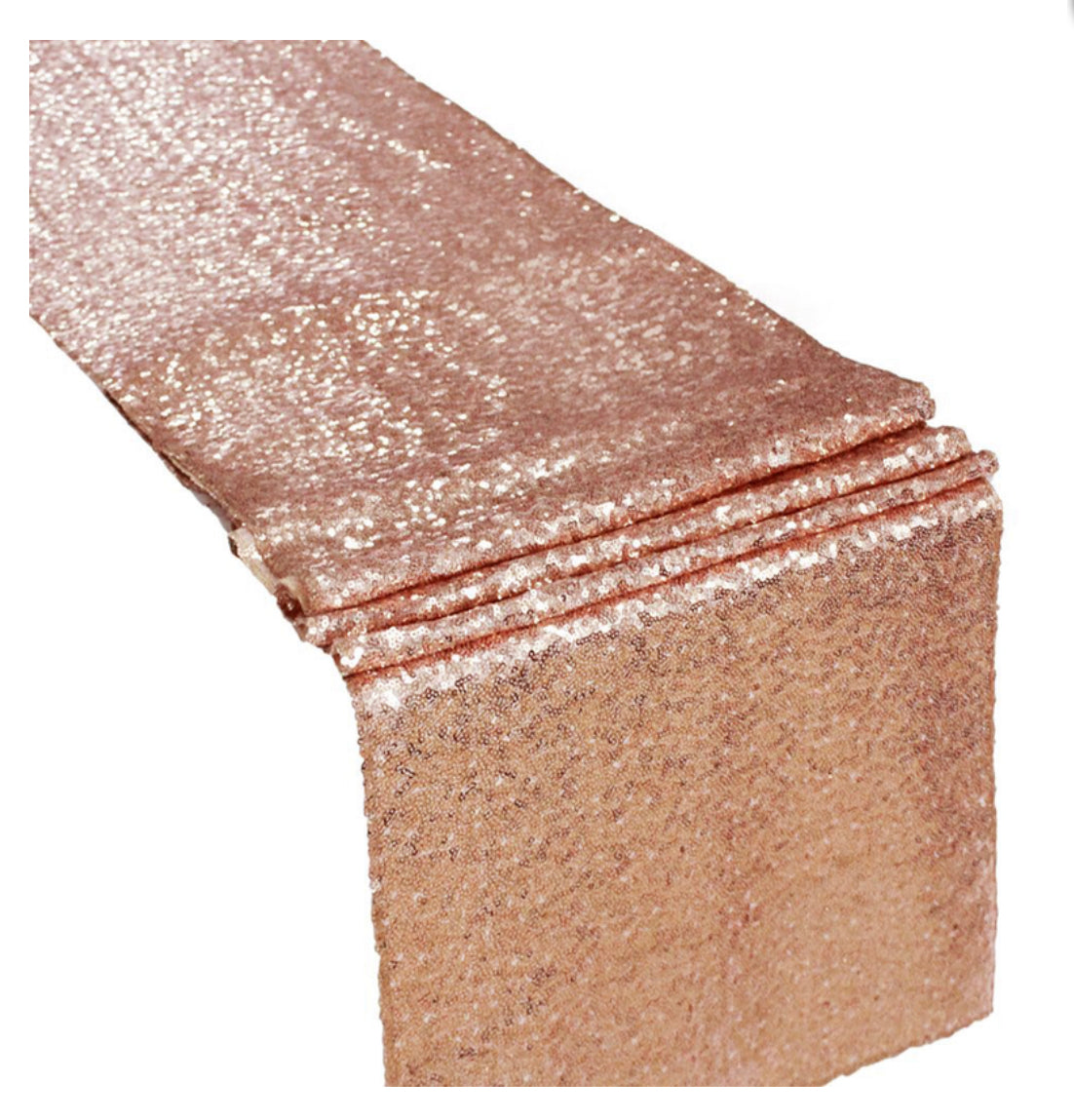 Table Runner - Sequin Rose Gold Rockhampton Vintage Hire