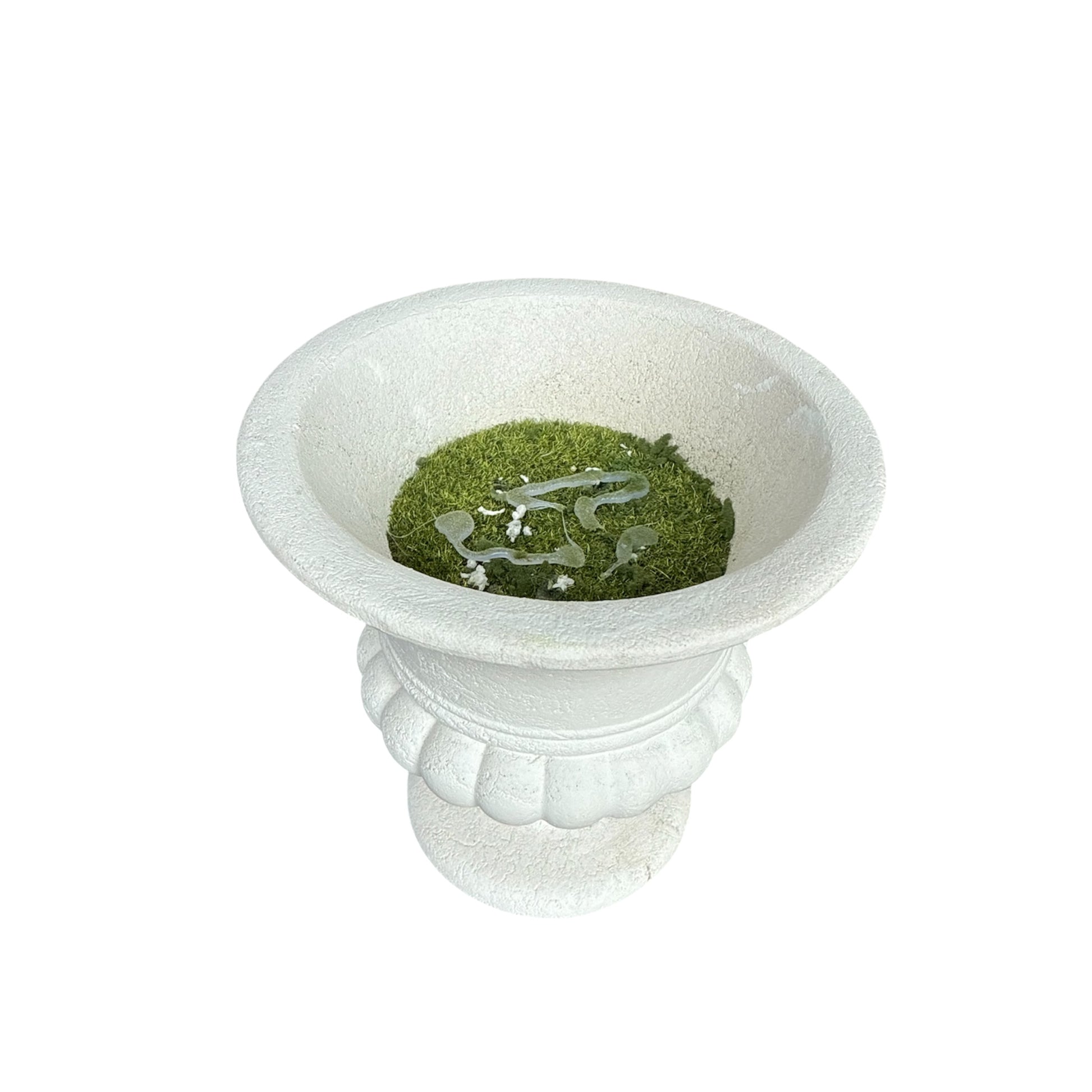 White urn vase, designed to add a classical touch to any setting, it is a magnificent centrepiece or a statement piece for floral arrangements at weddings, receptions and other sophisticated events. Rockhampton Vintage Hire