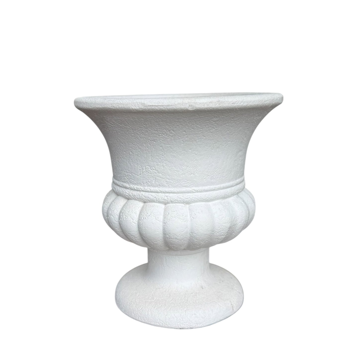 White urn vase, designed to add a classical touch to any setting, it is a magnificent centrepiece or a statement piece for floral arrangements at weddings, receptions and other sophisticated events. Rockhampton Vintage Hire