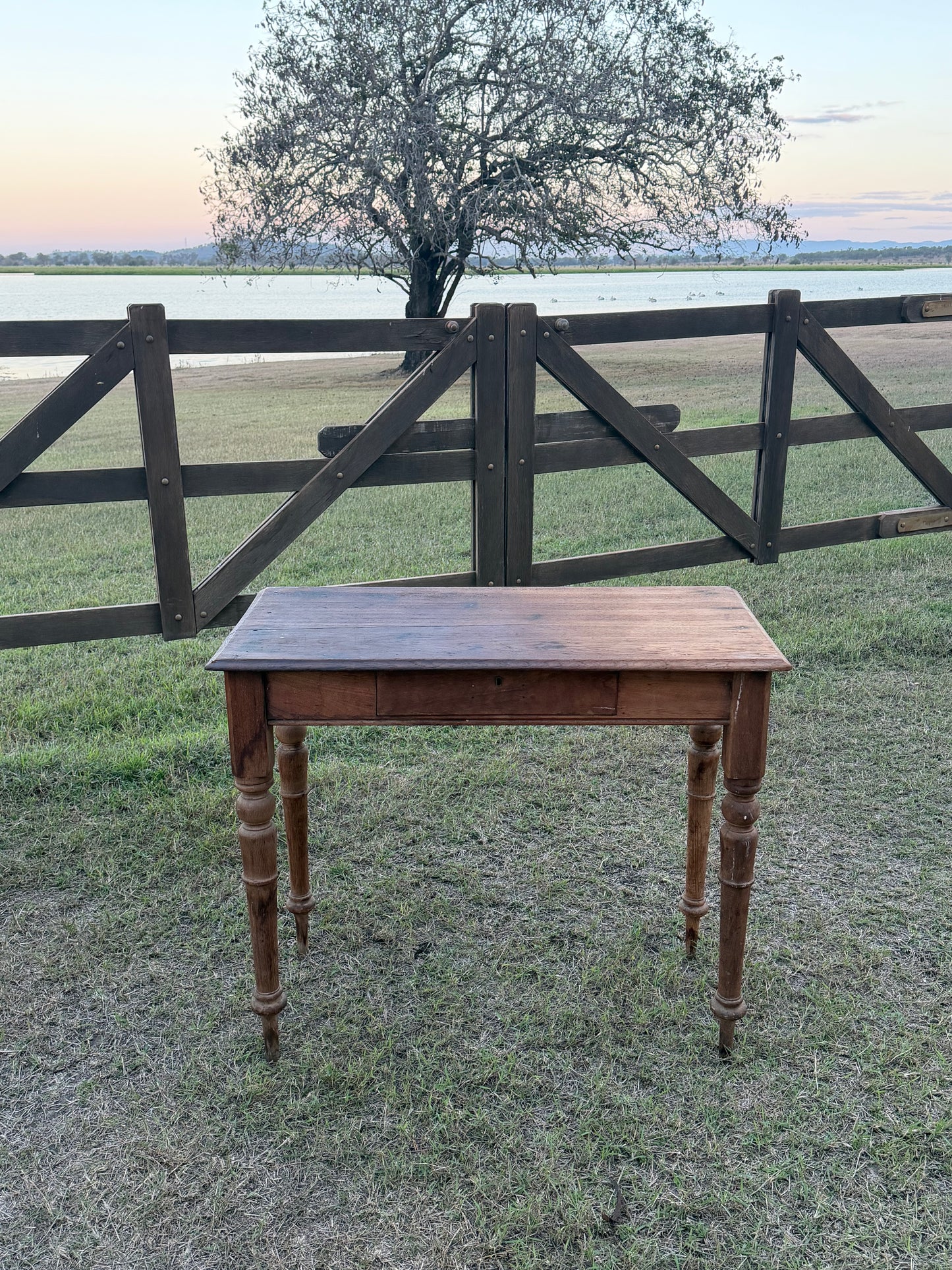 Vintage Pine Signing Table With Drawer Rockhampton Vintage Hire