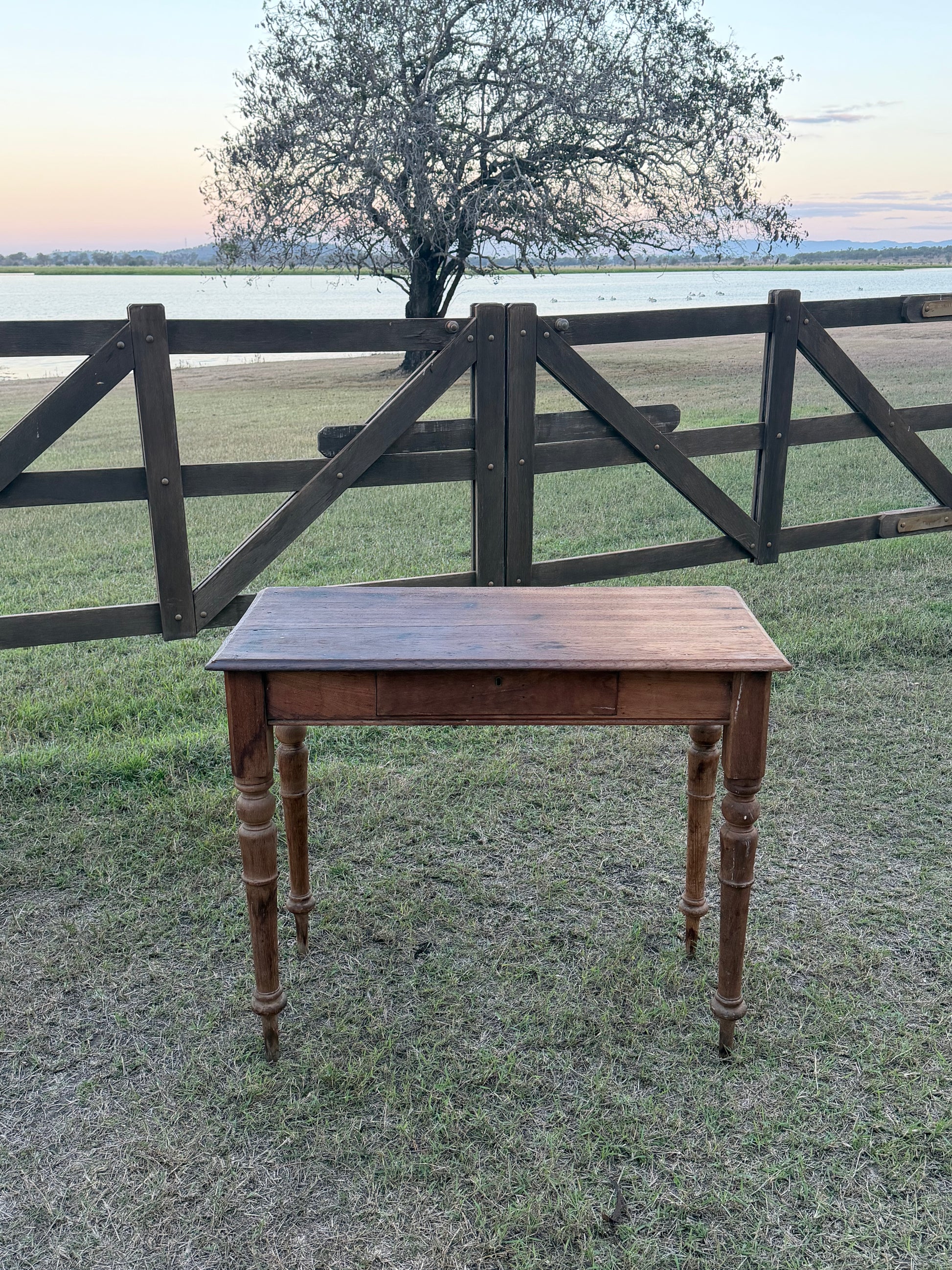 Vintage Pine Signing Table With Drawer Rockhampton Vintage Hire