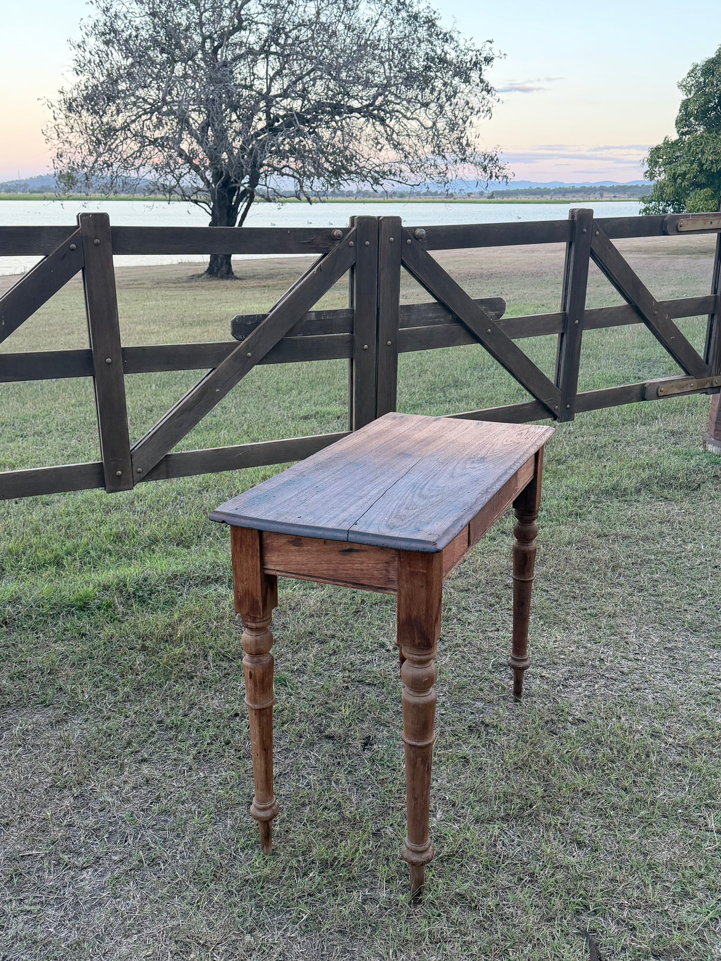Vintage Pine Signing Table With Drawer Rockhampton Vintage Hire