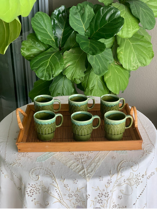 Retro Green Coffee Cups Rockhampton Vintage Hire