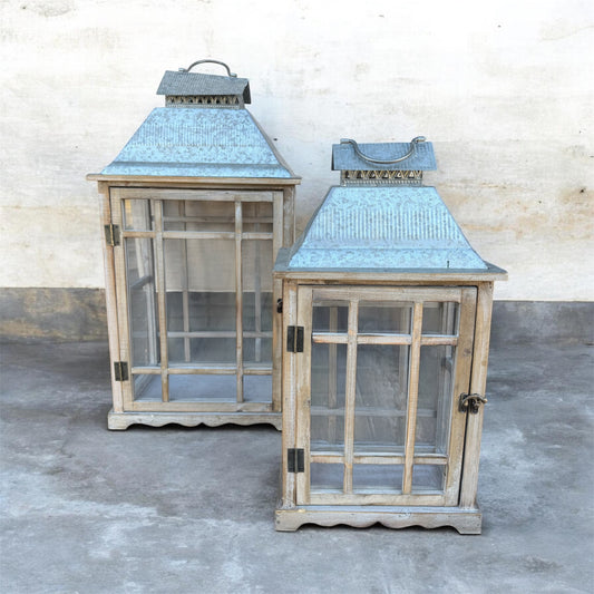 Lanterns - Vintage Farmhouse these come in a set of 2, can be hired as set or individually. Set of 2 Large & Medium candle lanterns. Rockhampton Vintage Hire