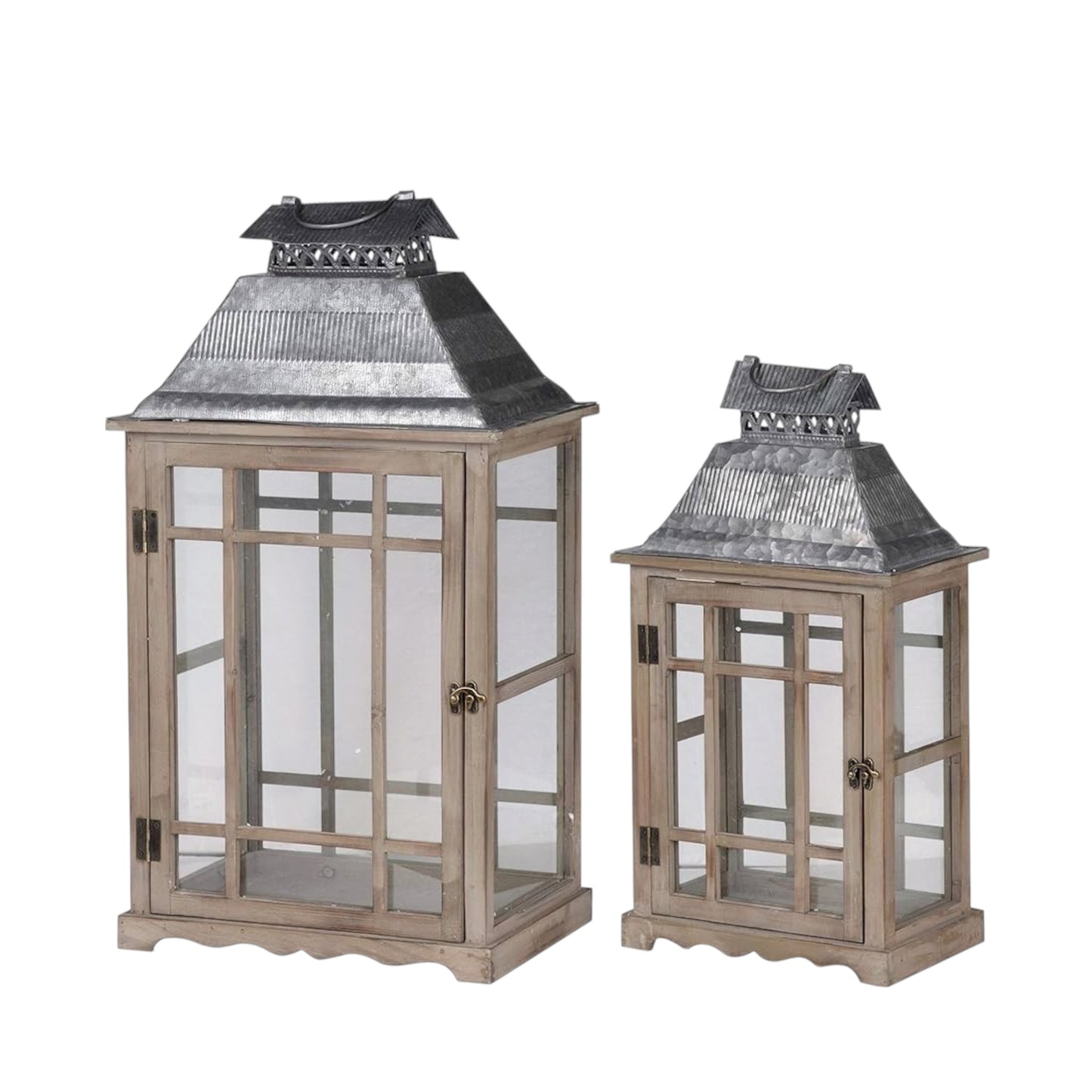Lanterns - Vintage Farmhouse these come in a set of 2, can be hired as set or individually. Set of 2 Large & Medium candle lanterns. Rockhampton Vintage Hire