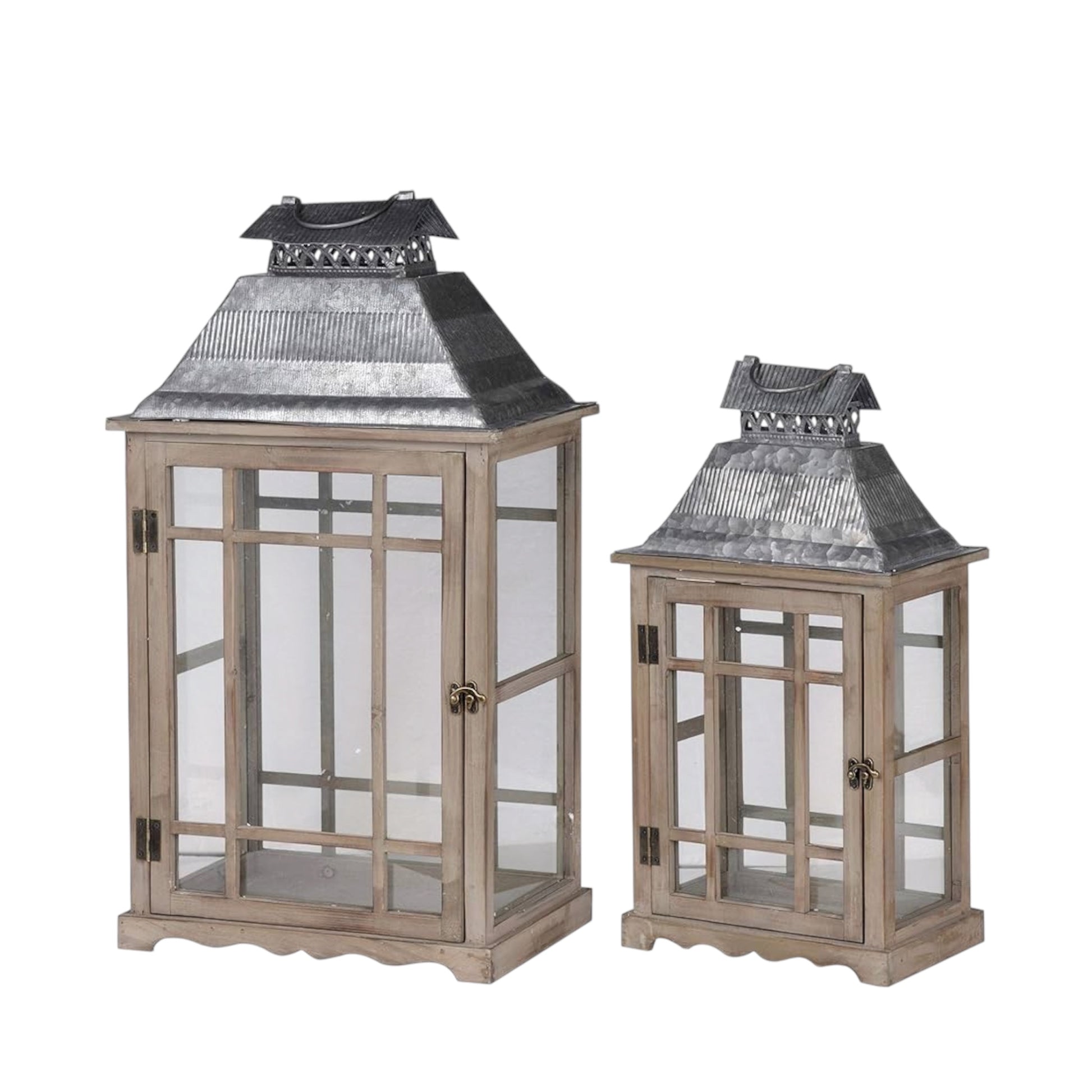 Lanterns - Vintage Farmhouse these come in a set of 2, can be hired as set or individually. Set of 2 Large & Medium candle lanterns. Rockhampton Vintage Hire