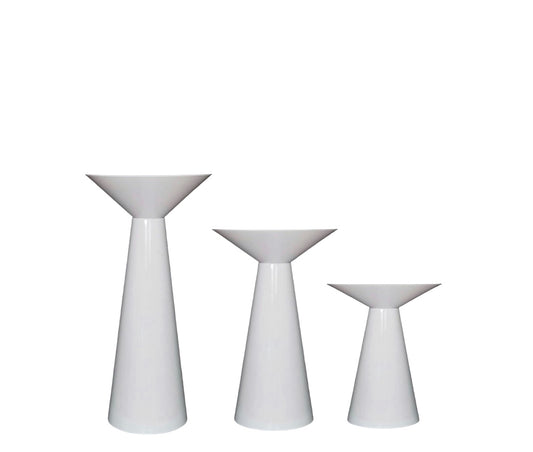 Set of 3 - White Round Flower Plinths/Tables Rockhampton Vintage Hire