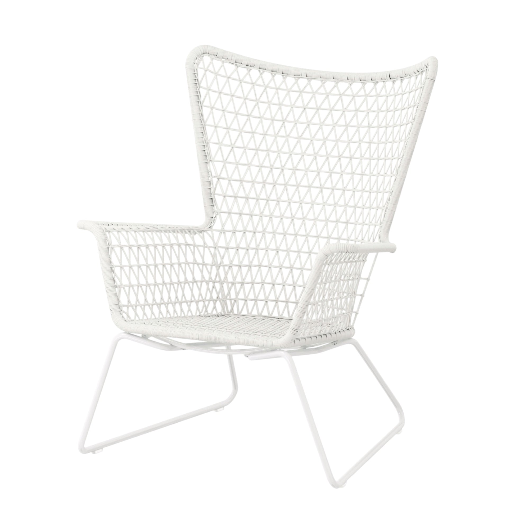 White Woven Mesh Armchair will suit indoor and outdoor events. Rockhampton Vintage Hire
