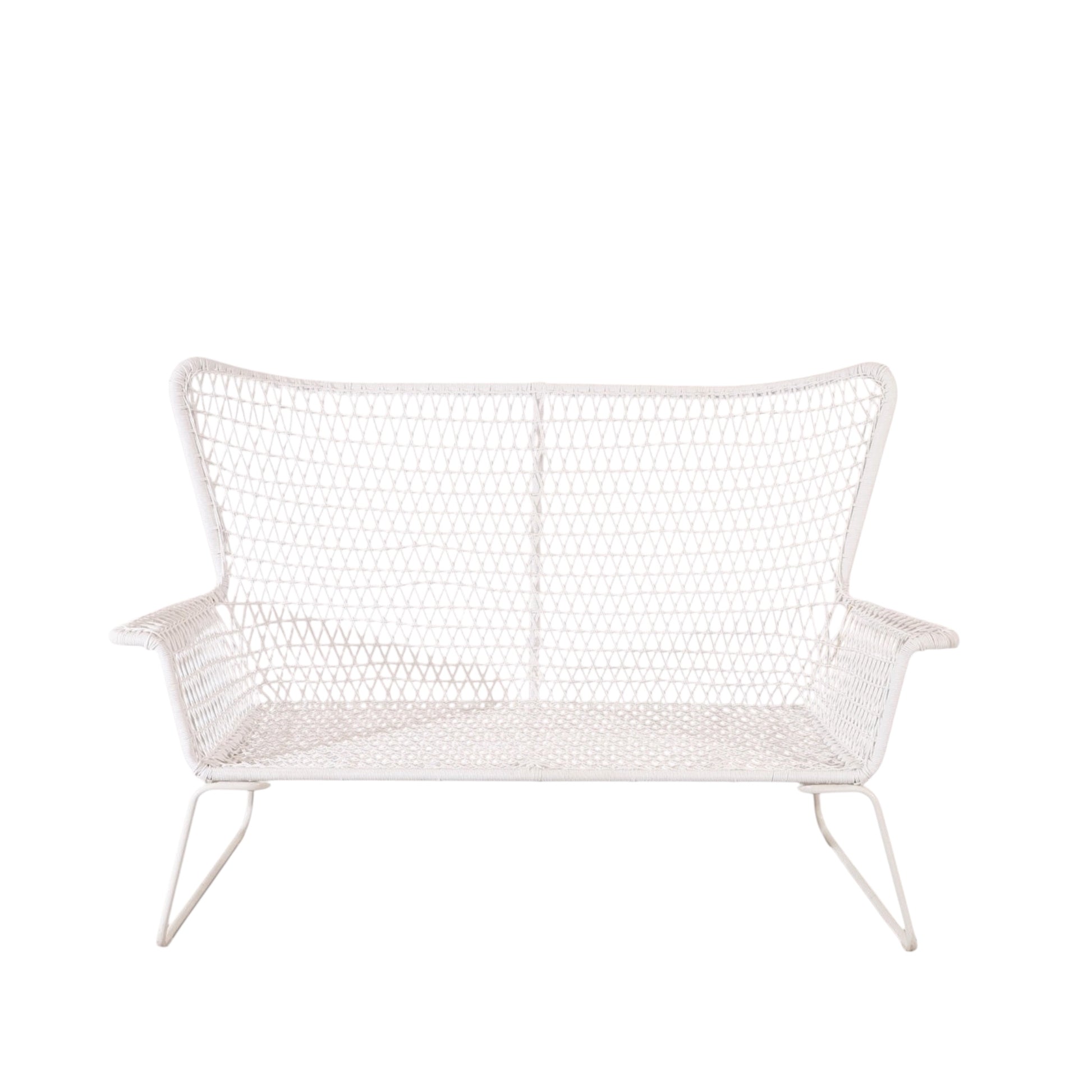 White Woven Mesh 2-seater lounge will suit indoor and outdoor events. Rockhampton Vintage Hire