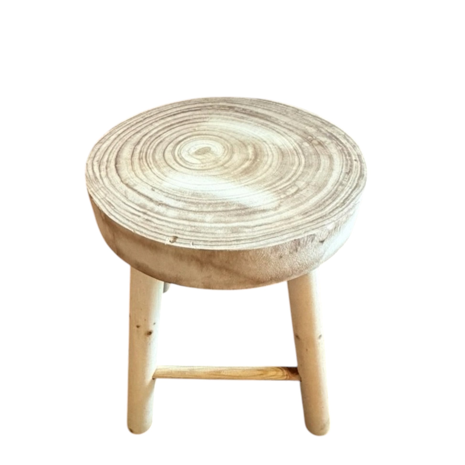 Weathered coastal timber stool natural finish. Rockhampton Vintage Hire