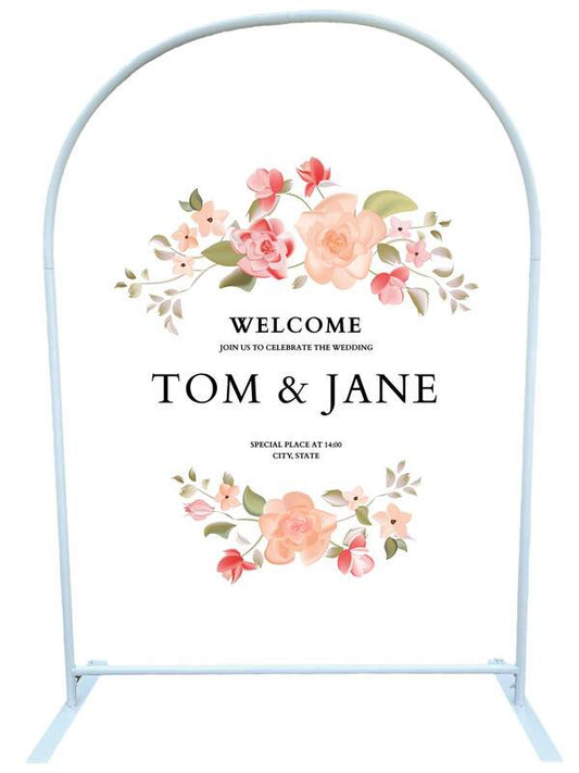 Wedding Sign Stand Round Top - White 1.3 m