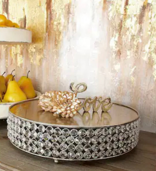 Round Crystal Cake Stand - Silver Rockhampton Vintage Hire