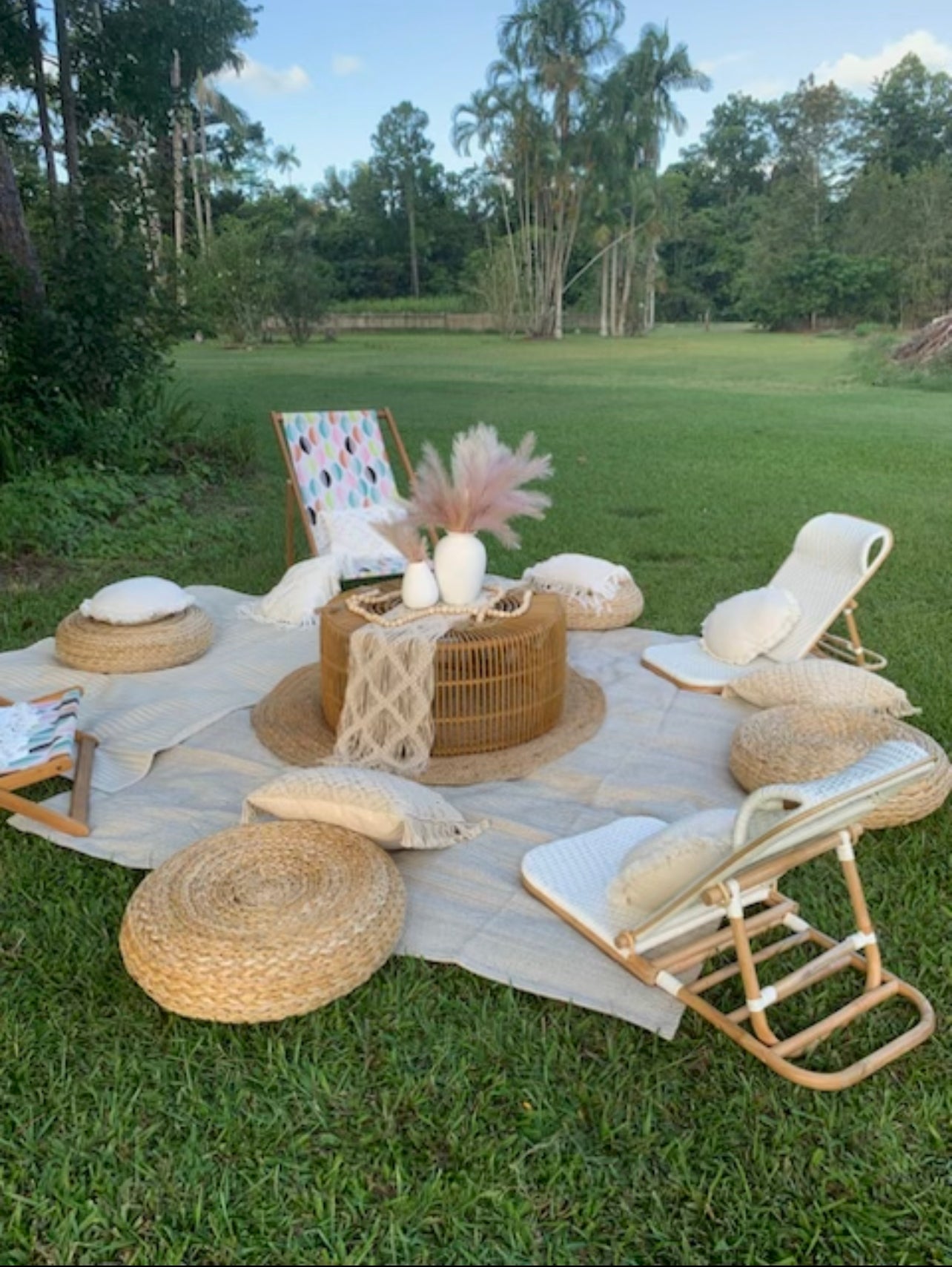 Bamboo Low Chairs - White