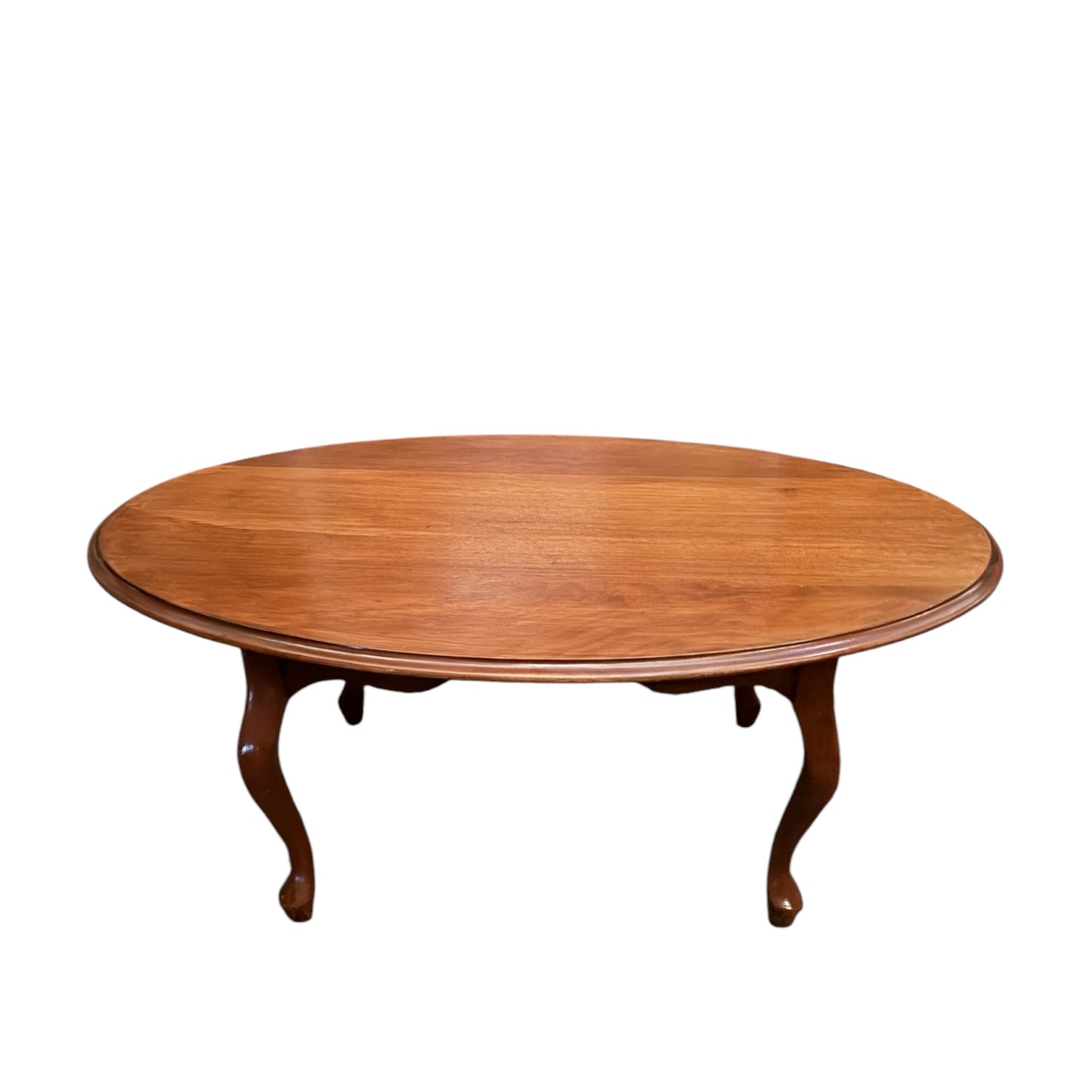 Vintage oval timber coffee table with polished timber top, mix and match with our vintage furniture. Rockhampton Vintage Hire