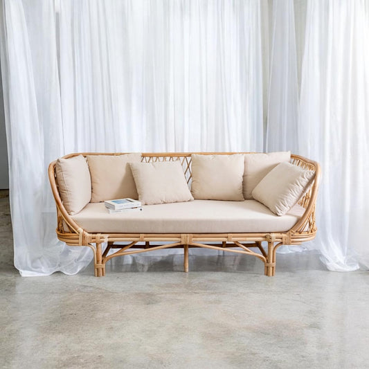 Couch - Rattan 3-Seater Lounge x3 Available weddings, events & party hire Rockhampton Vintage Hire