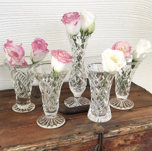 Vintage Glass & Crystal Vases - Mixed Sizes Rockhampton Vintage Hire