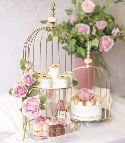 RVH Cake Stand 2-Tiered Wired Gold Luxe Rockhampton Vintage Hire Weddings Rockhampton