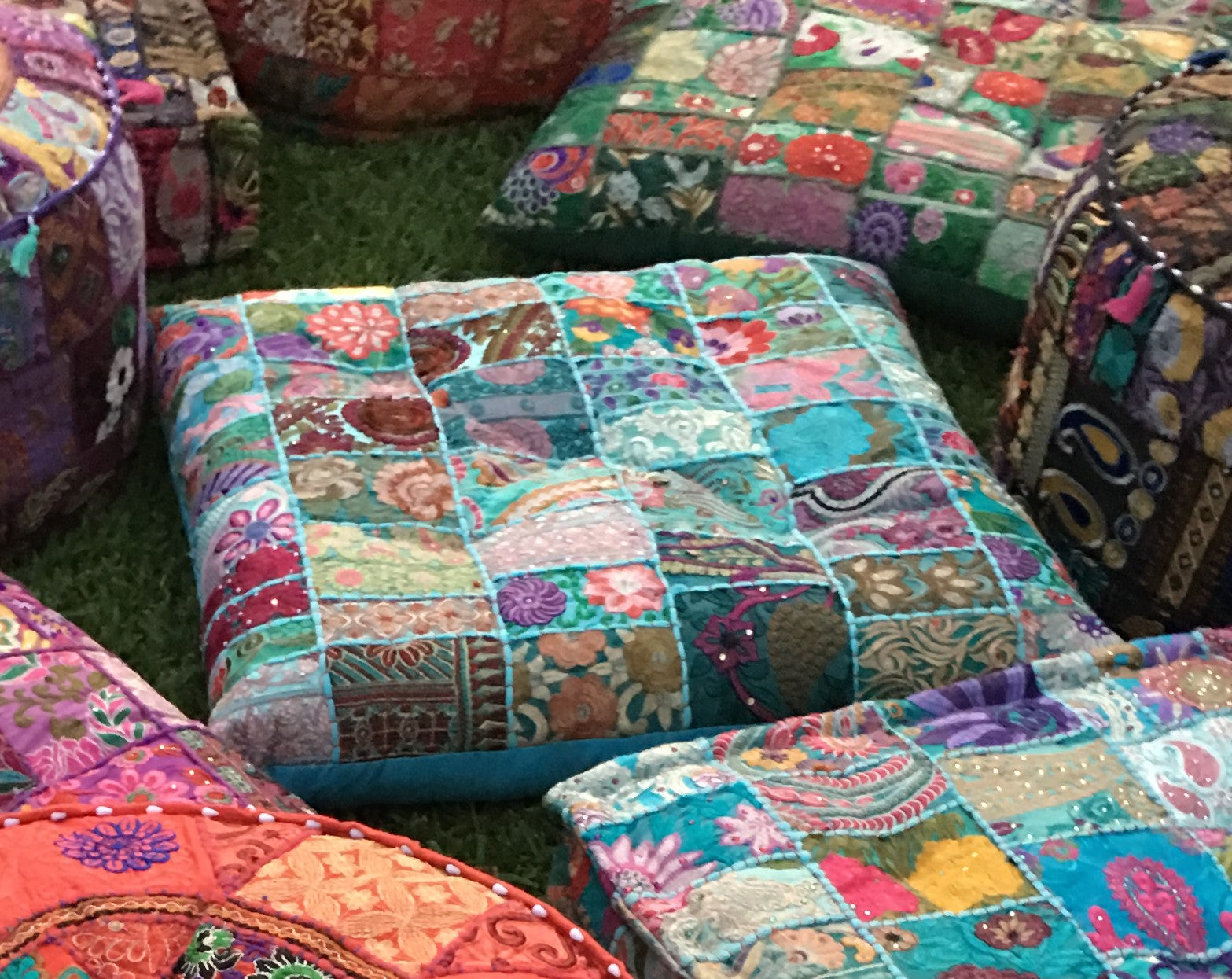 Bohemian Cushions - Large Square Blue – rockhampton-vintage-hire