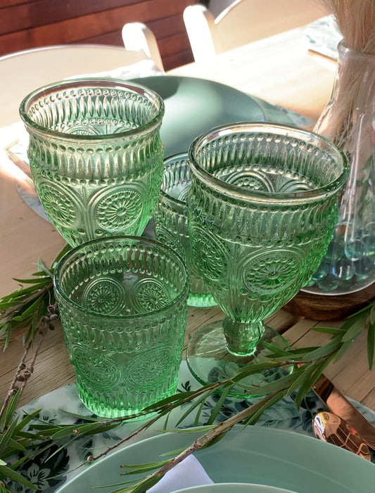 Glasses - Wine Glass Soft Green Rockhampton Vintage Hire