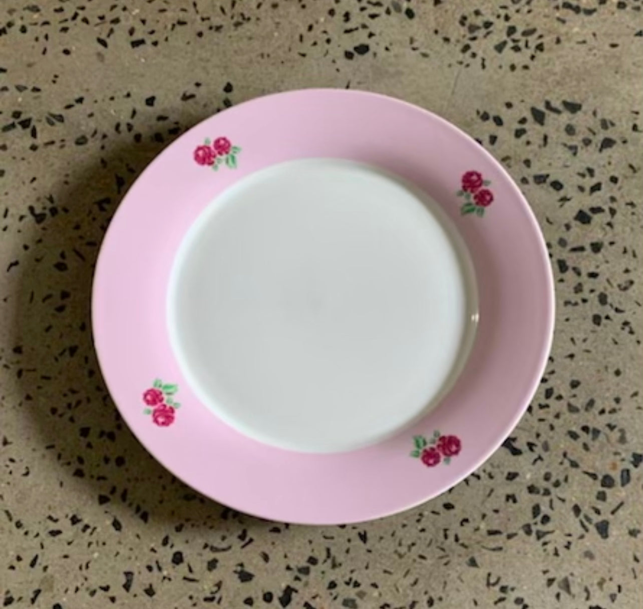 Dinnerware Plates - Pink White & Roses