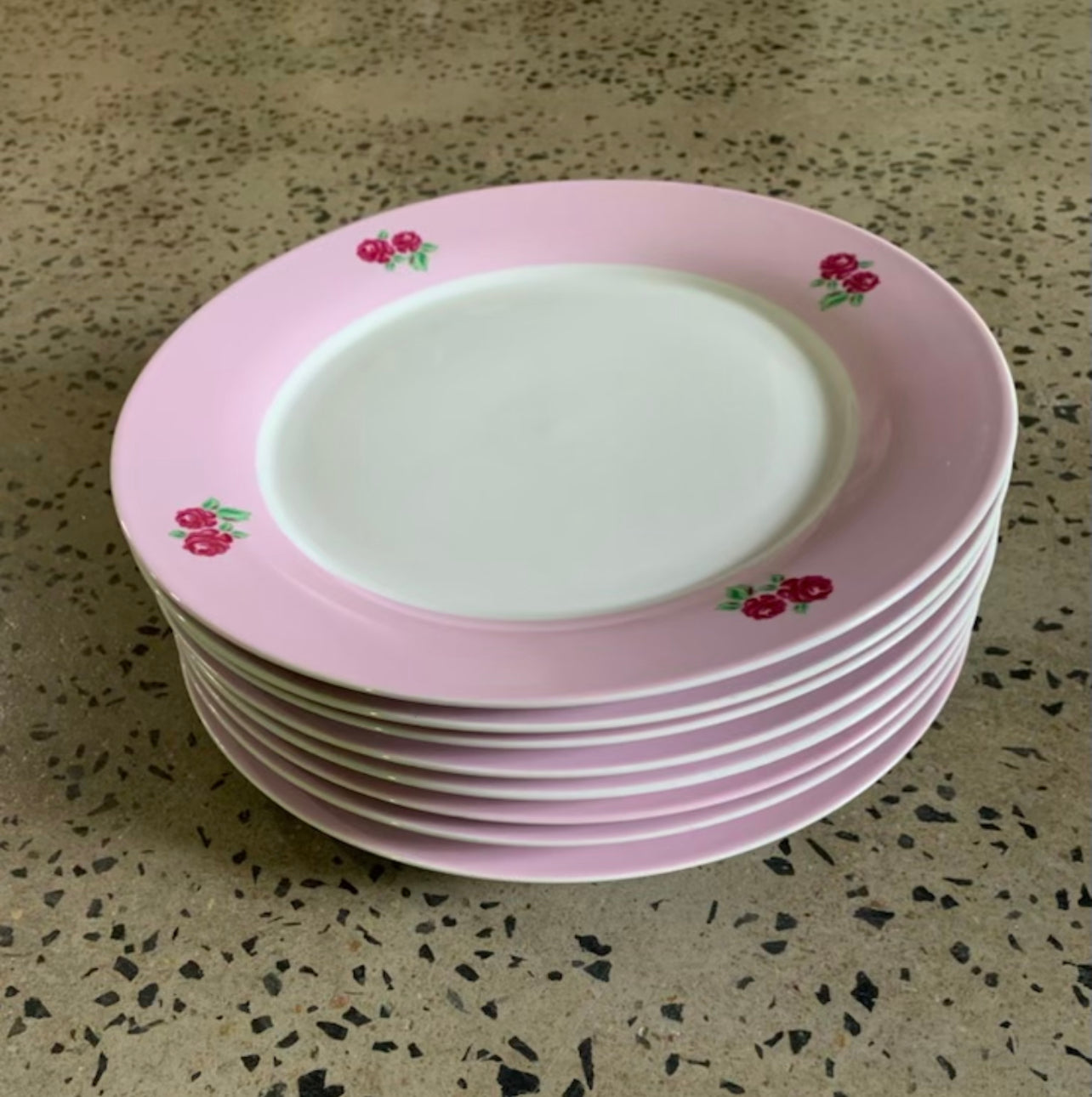 Dinnerware Plates - Pink White & Roses