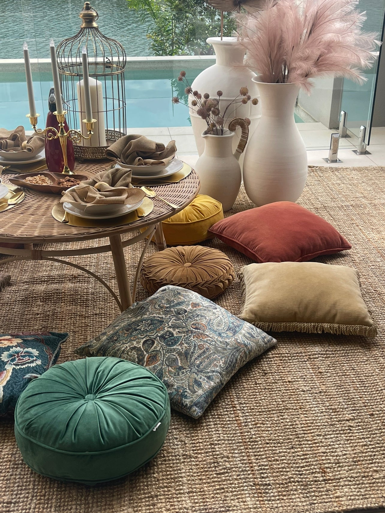 Standard Square Cushions - Sage Velvet Paisely x 1