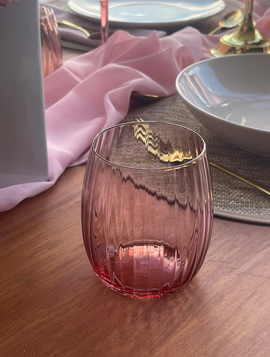 Glasses - Tumbler Blush Pink Ripple Rockhampton Vintage Hire